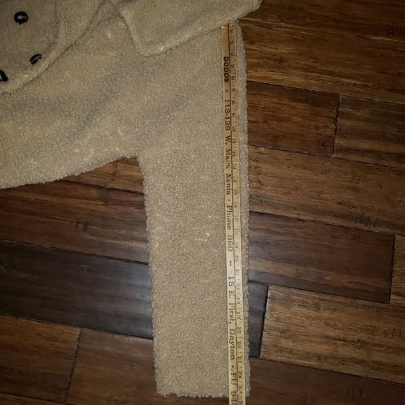 NWT She + Sky oversized faux sheep pea coat double breasted camel jacket sweater - Picture 7 of 11